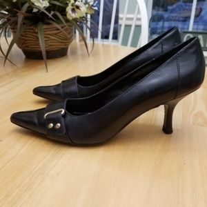 2 1/2" black heels from Nordstums. Pointed toes